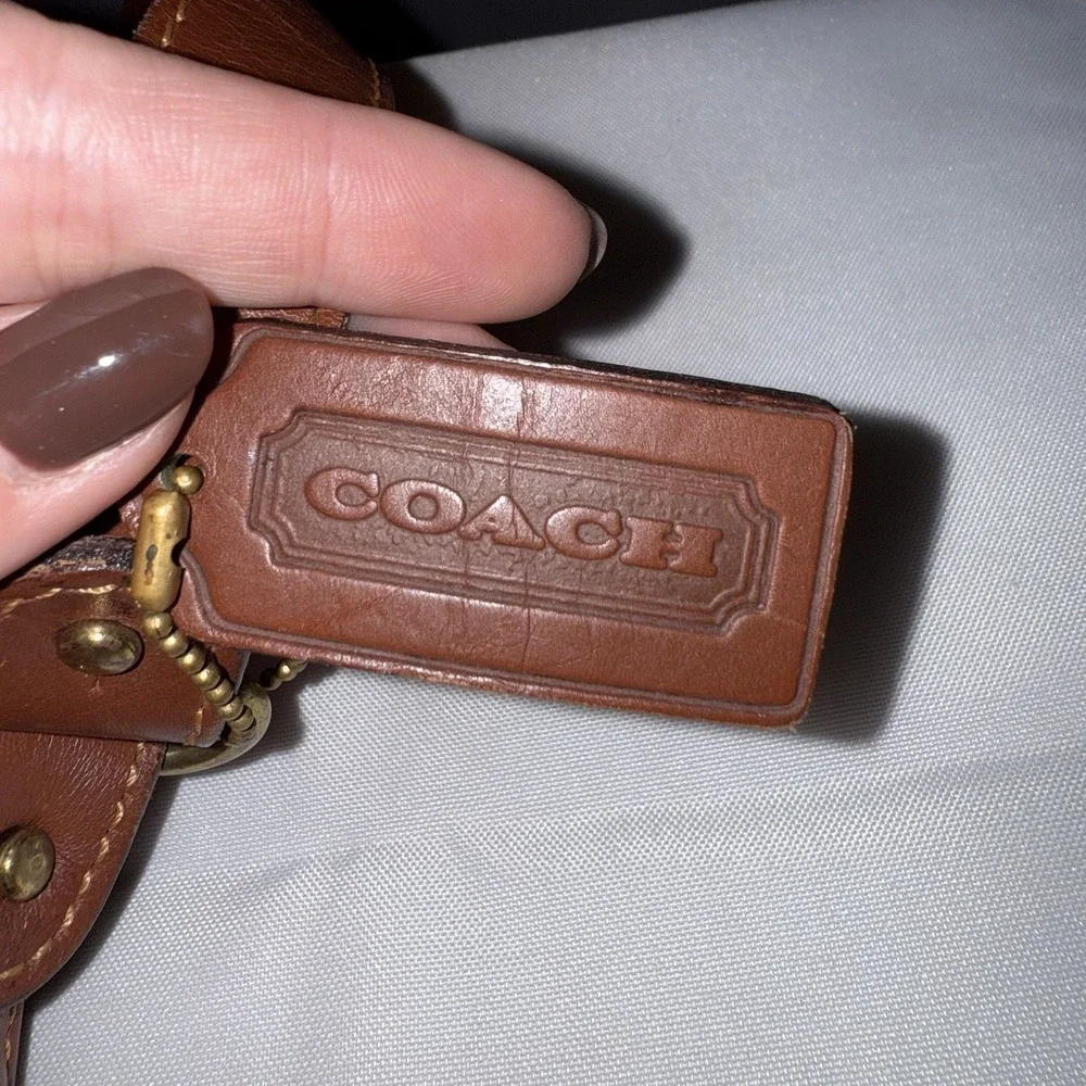 Vintage Coach Sheridan Stewart Crossbody Bag Black Pebbled Leather Brown Purse